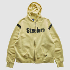 Pittsburgh Steelers Reebok 2000s Hooded Full Zip Sweatshirt - Yellow Vintage on sale