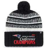 New England Patriots '47 2025 AFC Champions Tavern Cuffed Knit Hat with Pom - Black cheap