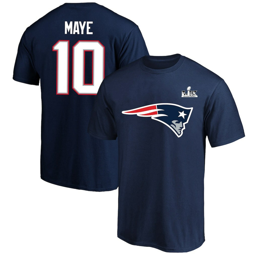 Drake Maye New England Patriots Super Bowl LX Patch Big & Tall Name & Number T-Shirt - Navy discount