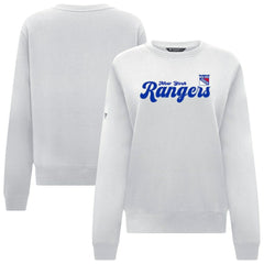 New York Rangers Levelwear Women's Yvette Big Script Tri-Blend Sweatshirt White