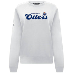 Edmonton Oilers Levelwear Women's Yvette Big Script Tri-Blend Sweatshirt White