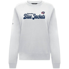 Columbus Blue Jackets Levelwear Women's Yvette Big Script Tri-Blend Sweatshirt White