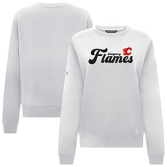 Calgary Flames Levelwear Women's Yvette Big Script Tri-Blend Sweatshirt White