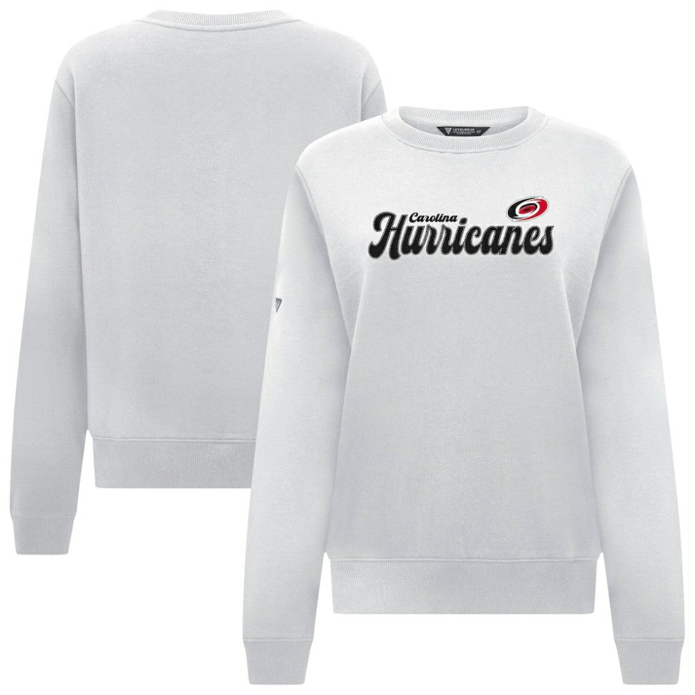 Carolina Hurricanes Levelwear Women's Yvette Big Script Tri-Blend Sweatshirt White