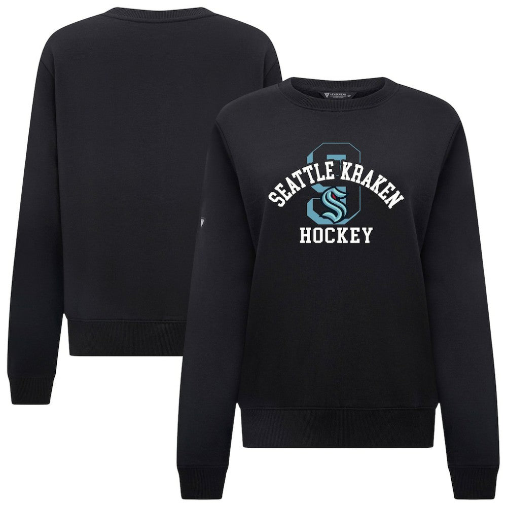 Seattle Kraken Levelwear Women's Yvette Limelight Big Letter Sweatshirt Black