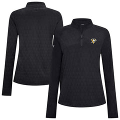 Pittsburgh Penguins Levelwear Women's Spike Raglan Quarter-Zip Top Black