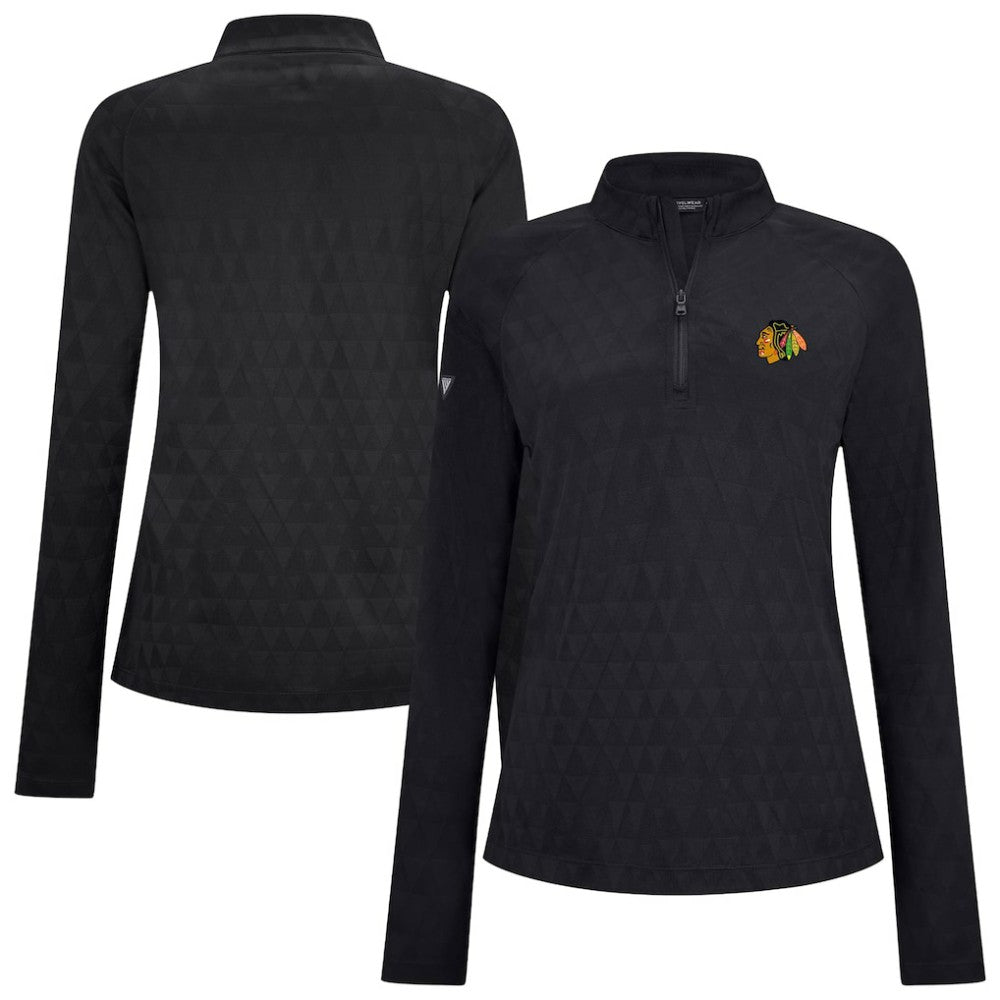 Chicago Blackhawks Levelwear Women's Spike Raglan Quarter-Zip Top Black