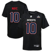 Drake Maye New England Patriots Youth Super Bowl LX Patch Carbon Fashion Game Jersey - Black | Nike on sale