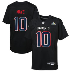 Drake Maye New England Patriots Youth Super Bowl LX Patch Carbon Fashion Game Jersey - Black | Nike on sale