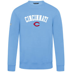 Cincinnati Reds Levelwear Zane Felt Arch Pullover Sweatshirt - Light Blue