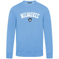 Milwaukee Brewers Levelwear Zane Felt Arch Pullover Sweatshirt - Light Blue