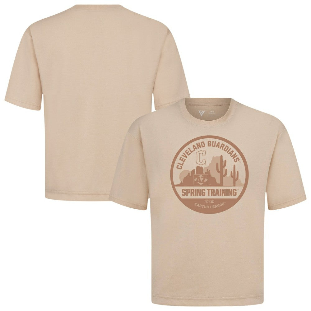 Cleveland Guardians Levelwear Spring Training Badge Luxe Signature Knit T-Shirt - Khaki