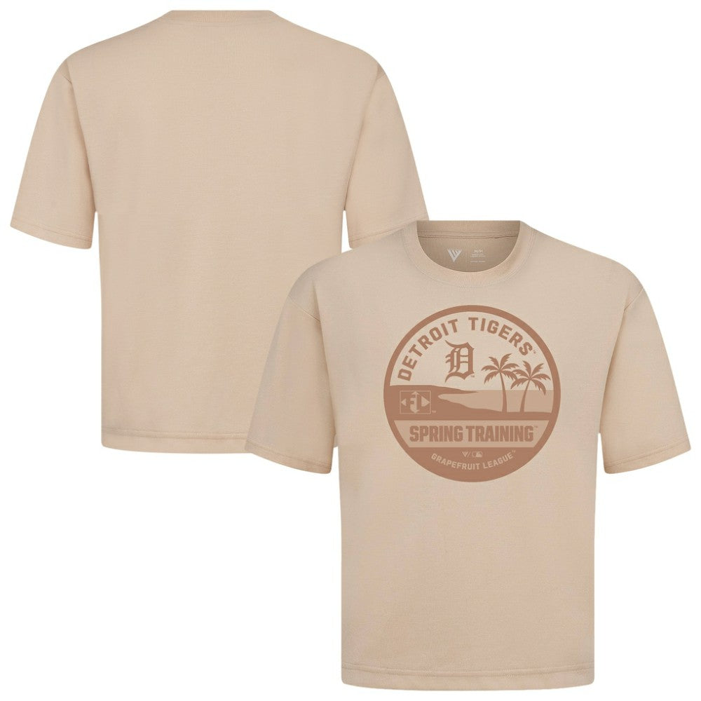 Detroit Tigers Levelwear Spring Training Badge Luxe Signature Knit T-Shirt - Khaki