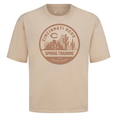 Cincinnati Reds Levelwear Spring Training Badge Luxe Signature Knit T-Shirt - Khaki