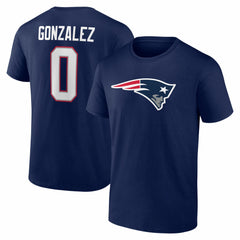 Christian Gonzalez New England Patriots Icon Name & Number T-Shirt - Navy on sale