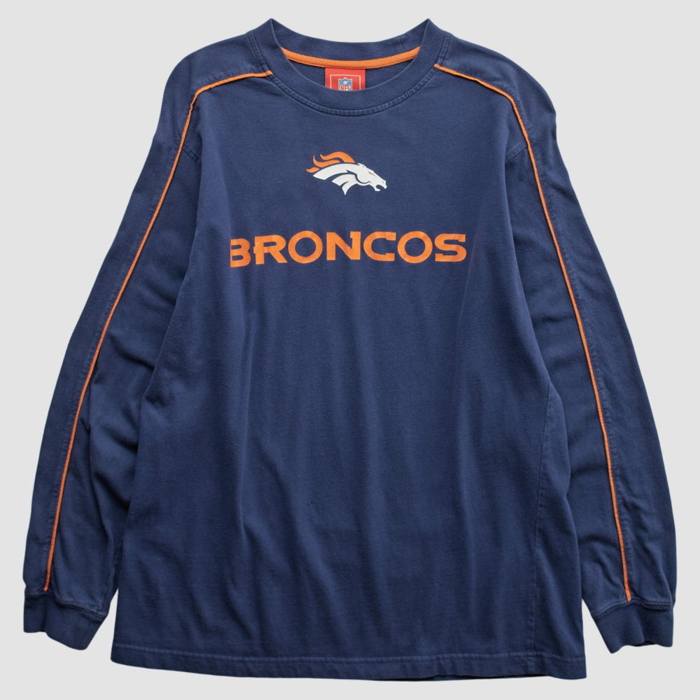Denver Broncos NFL 2000s Long Sleeve T-shirt - Navy Vintage cheap