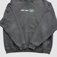 New York Jets Team Edition Apparel 2000s Hooded Pullover Sweatshirt - Charcoal Vintage sale