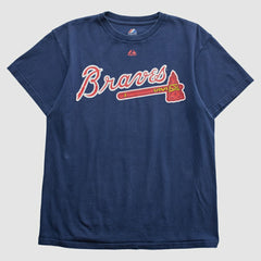 Atlanta Braves Majestic 2000s T-shirt - Navy Vintage