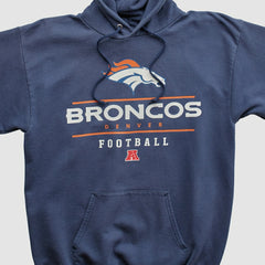 Denver Broncos NFL 2000s Hooded Pullover Sweatshirt - Navy Vintage cheap