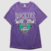 Colorado Rockies Logo 7 1994 T-shirt - Purple Vintage
