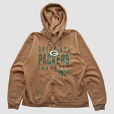 Green Bay Packers NFL 2000s Hooded Full Zip Sweatshirt - Tan Vintage on sale