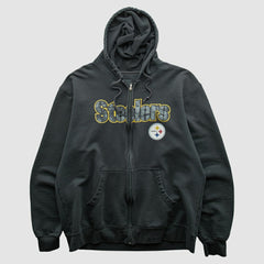 Pittsburgh Steelers Reebok 2000s Hooded Full Zip Sweatshirt - Charcoal Vintage cheap