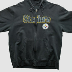 Pittsburgh Steelers Reebok 2000s Hooded Full Zip Sweatshirt - Charcoal Vintage cheap