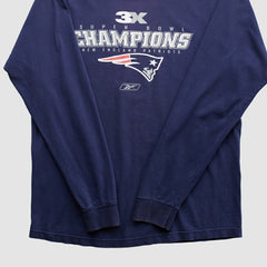 New England Patriots Reebok 2000s Long Sleeve T-shirt - Navy Vintage for sale