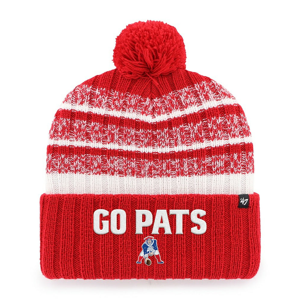 New England Patriots '47 Local Cuffed Knit Hat with Pom - Red discount