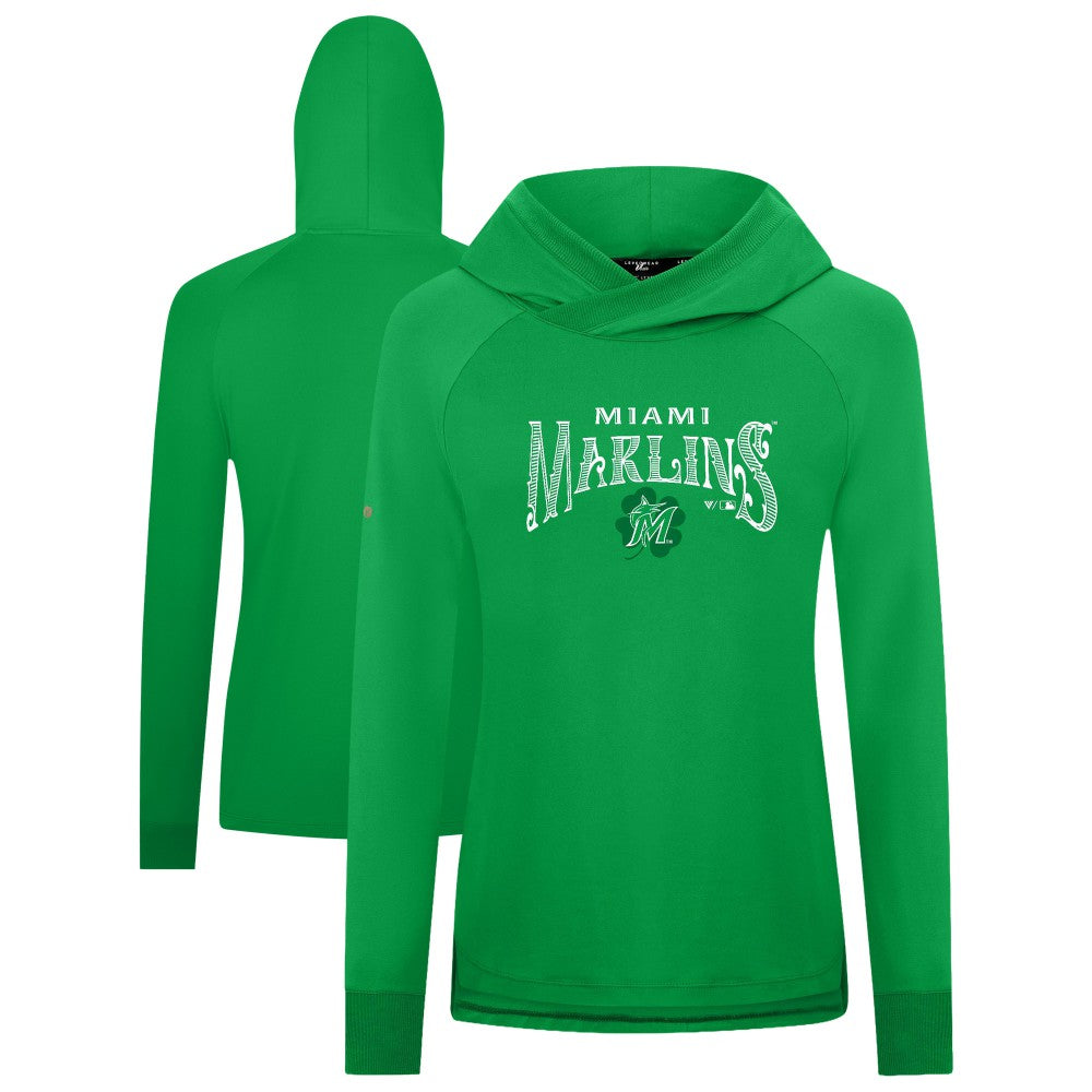 Miami Marlins Levelwear Women's St. Patrick's Day Slender Raglan Hoodie - Green