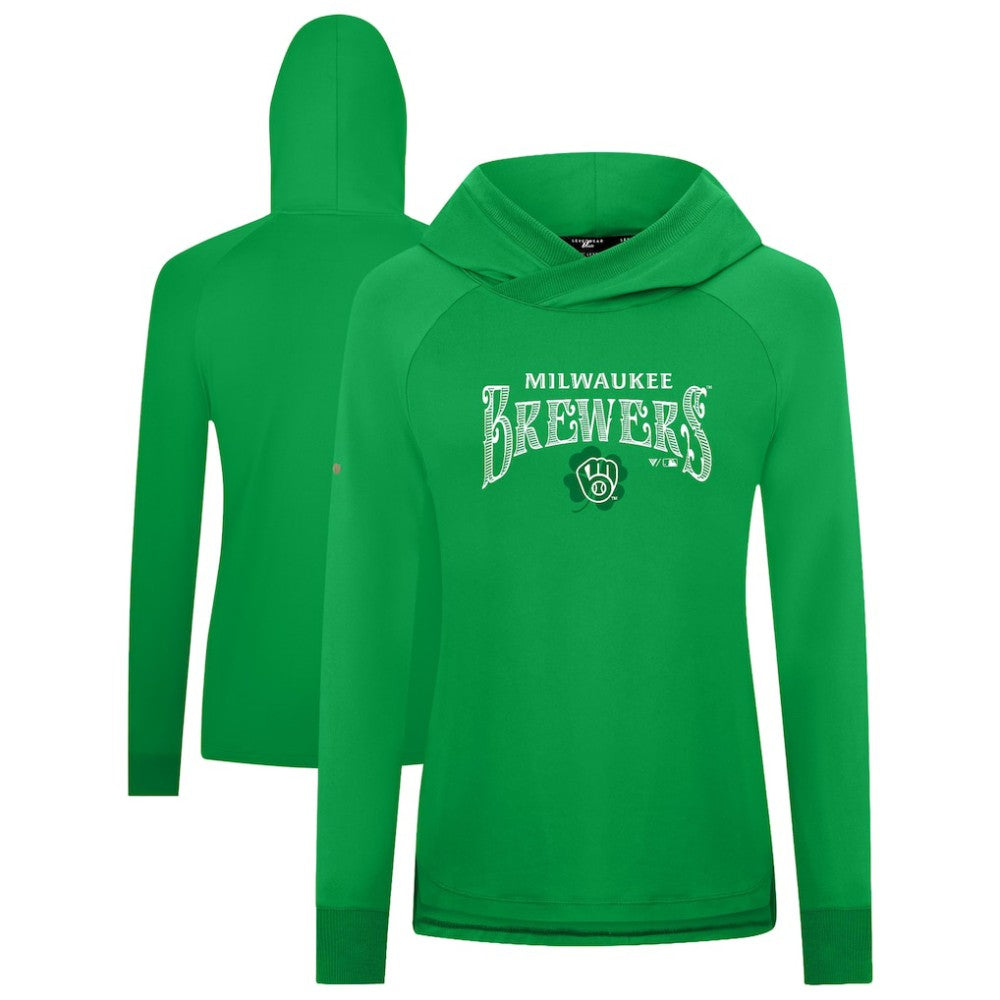 Milwaukee Brewers Levelwear Women's St. Patrick's Day Slender Raglan Hoodie - Green