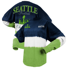 Seattle Seahawks Spirit Jersey Women's Super Bowl LX Champions Horizontal Ombre Long Sleeve T-Shirt - College Navy/Neon Green cheap
