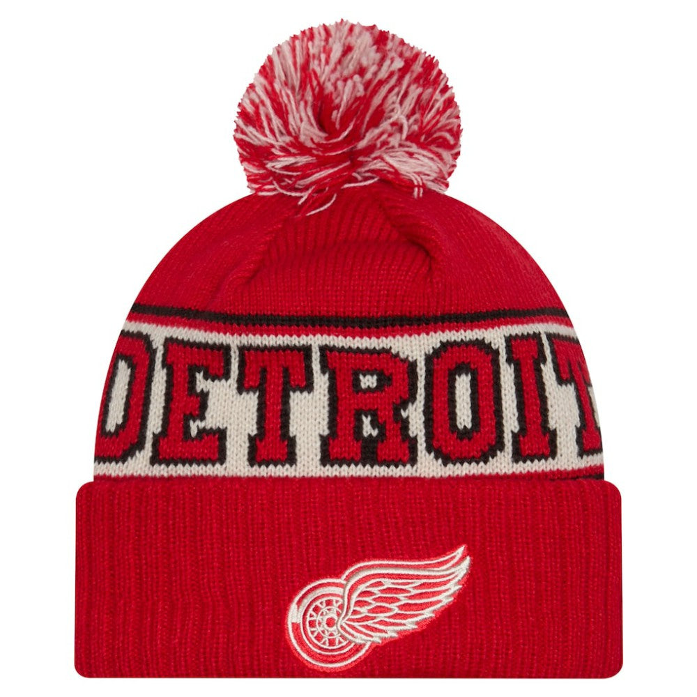 Detroit Red Wings New Era Retro Cuffed Knit Hat with Pom Red