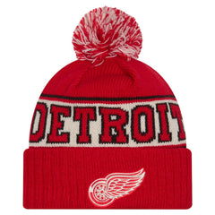 Detroit Red Wings New Era Retro Cuffed Knit Hat with Pom Red