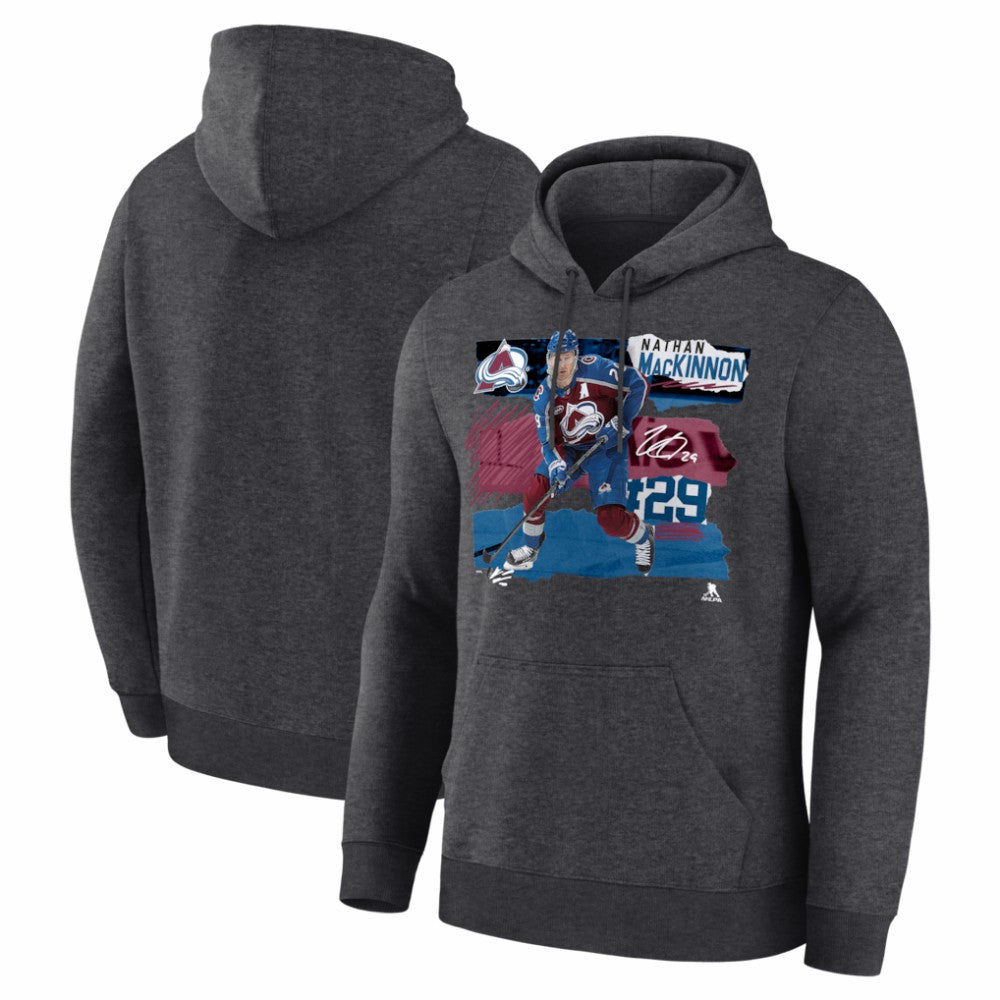 Nathan MacKinnon Colorado Avalanche Fresh Ice Hoodie Charcoal