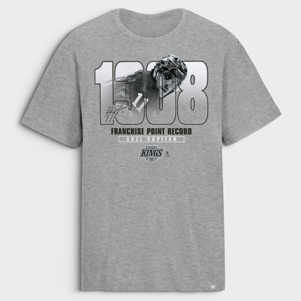 Anze Kopitar Los Angeles Kings Franchise Points Record T-Shirt Gray