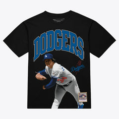Fernando Valenzuela Los Angeles Dodgers Photo Arch Player Graphic T-Shirt - Black | Mitchell & Ness