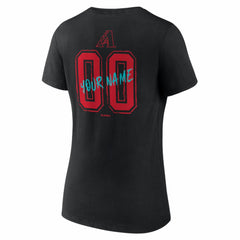 Arizona Diamondbacks Women's Hustle Personalized Name & Number V-Neck T-Shirt - Black