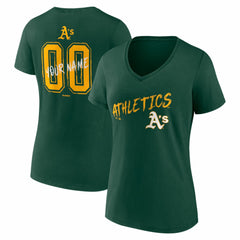 Athletics Women's Hustle Personalized Name & Number V-Neck T-Shirt - Green