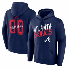Atlanta Braves Hustle Personalized Name & Number Hoodie - Navy