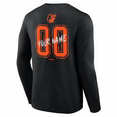 Baltimore Orioles Hustle Personalized Name & Number Long Sleeve T-Shirt - Black