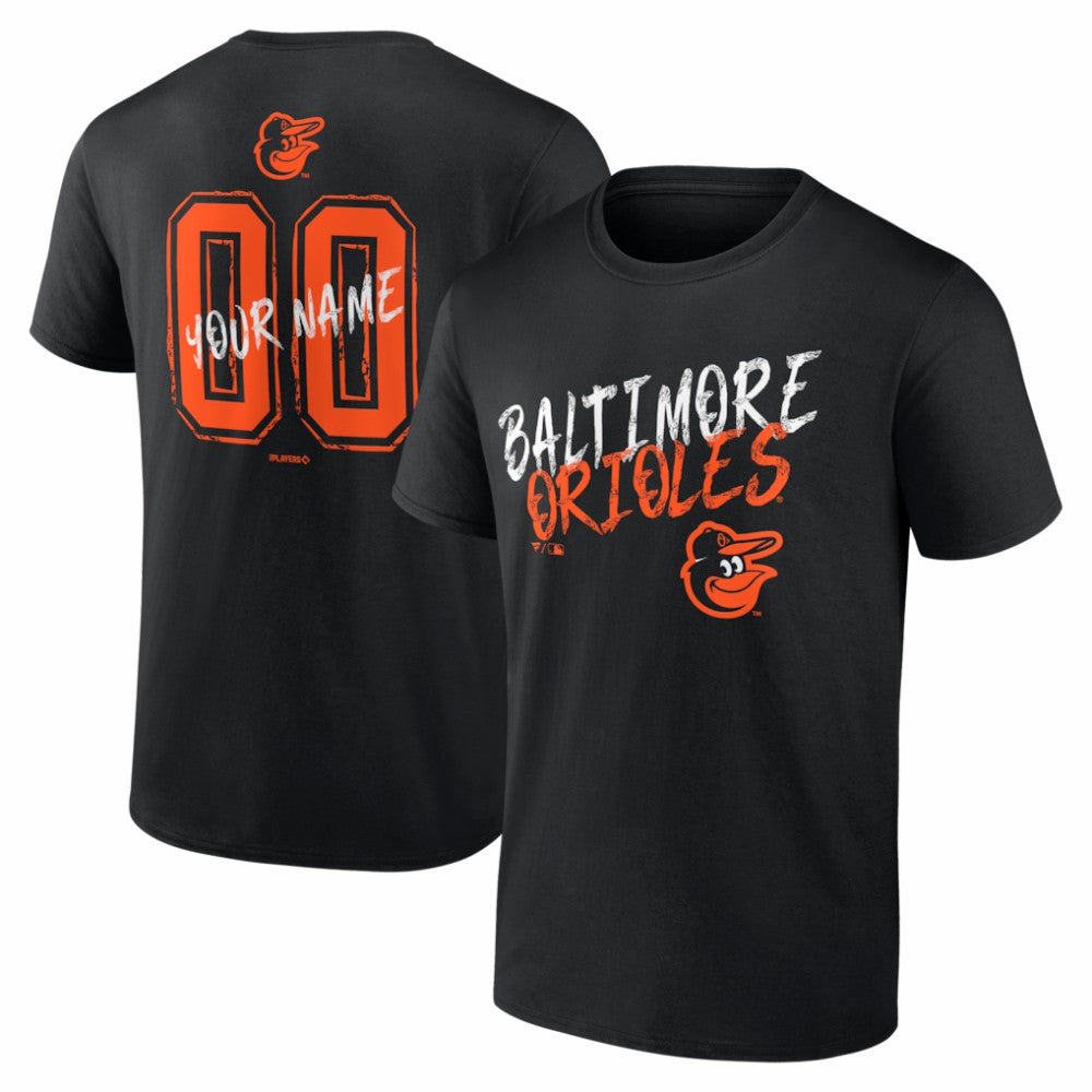 Baltimore Orioles Hustle Personalized Name & Number T-Shirt - Black