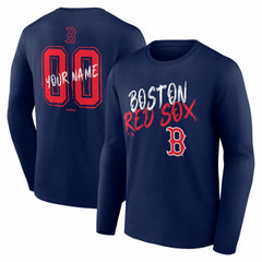 Boston Red Sox Hustle Personalized Name & Number Long Sleeve T-Shirt - Navy