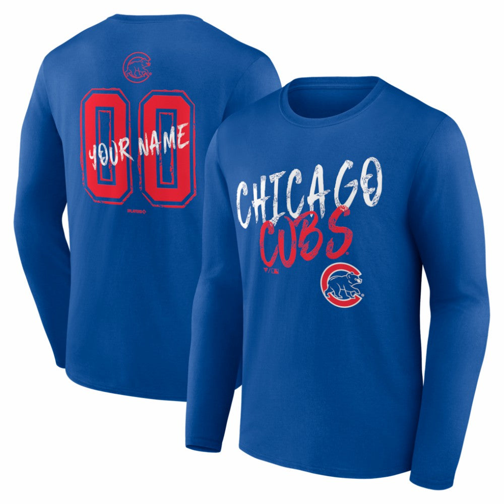 Chicago Cubs Hustle Personalized Name & Number Long Sleeve T-Shirt - Royal