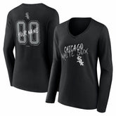 Chicago White Sox Women's Hustle Personalized Name & Number Long Sleeve V-Neck T-Shirt - Black