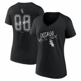 Chicago White Sox Women's Hustle Personalized Name & Number V-Neck T-Shirt - Black