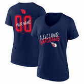 Cleveland Guardians Women's Hustle Personalized Name & Number V-Neck T-Shirt - Navy