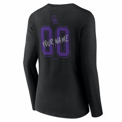 Colorado Rockies Women's Hustle Personalized Name & Number Long Sleeve V-Neck T-Shirt - Black