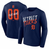 Detroit Tigers Hustle Personalized Name & Number Long Sleeve T-Shirt - Navy