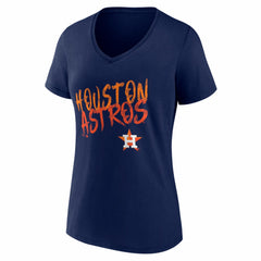 Houston Astros Women's Hustle Personalized Name & Number V-Neck T-Shirt - Navy